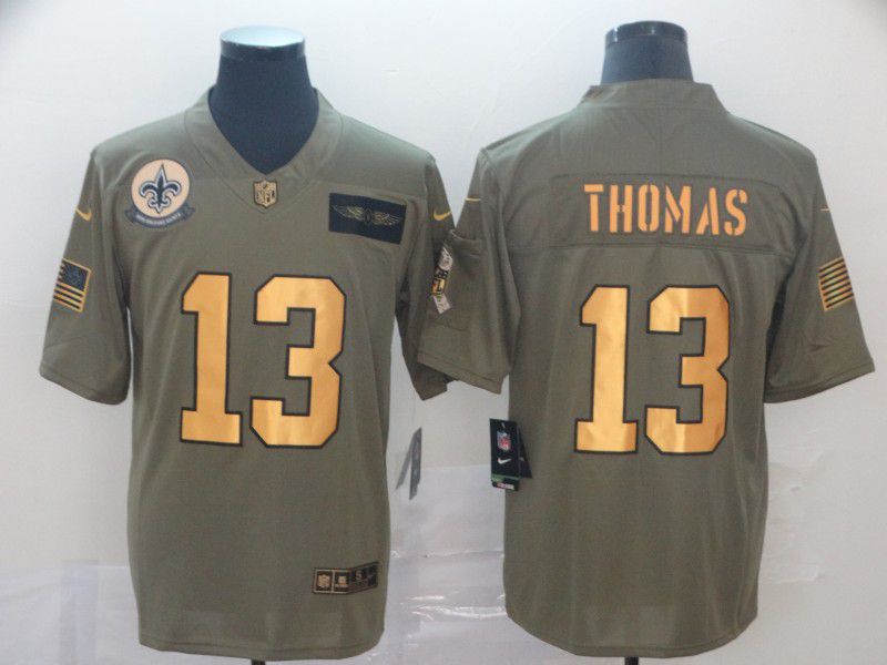 Men New Orleans Saints #13 Thomas green Gold Nike Olive Salute To Service Limited NFL Jersey